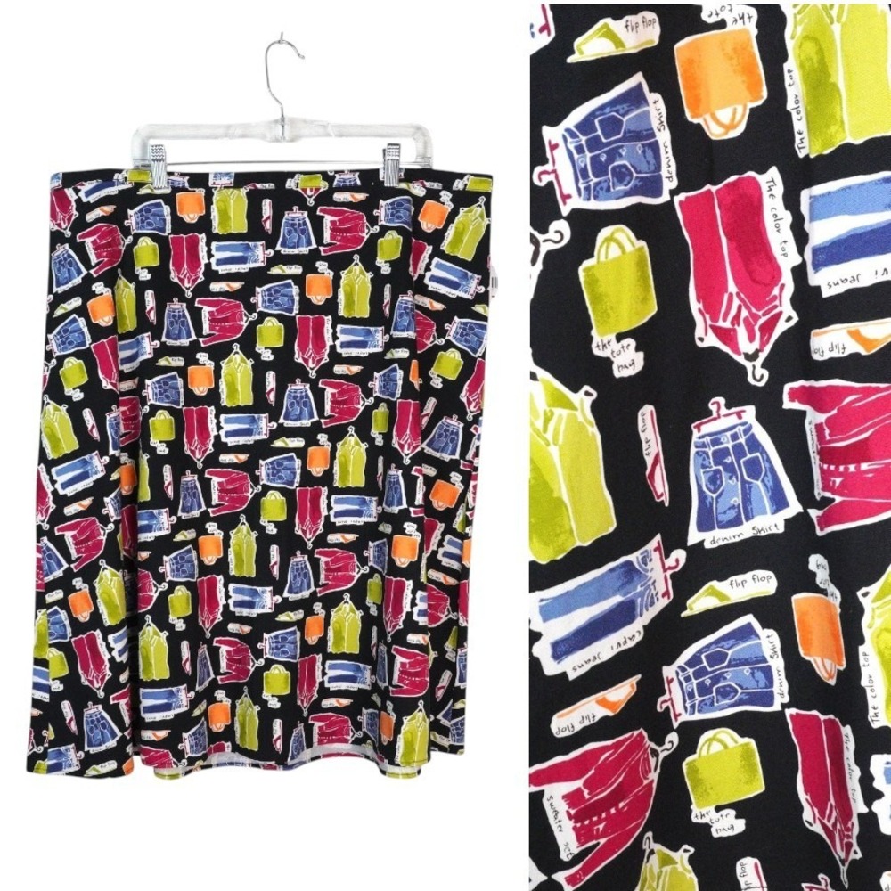 NEW Vintage Novelty Fashion Print Valerie Stevens A-Line Skirt Size 3X Deadstock